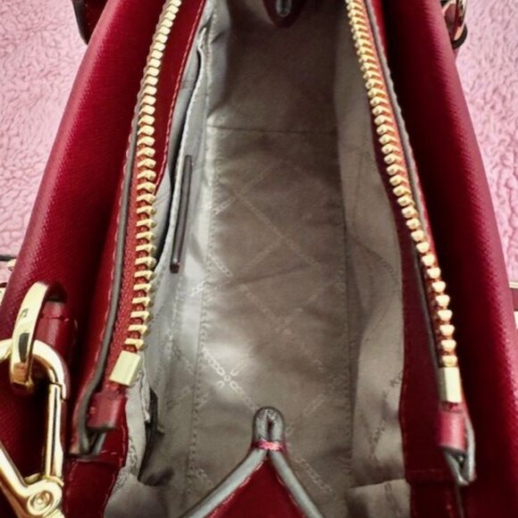 Michael Kors Hamilton Small Leather Satchel – Deep Red - Picture 9 of 12